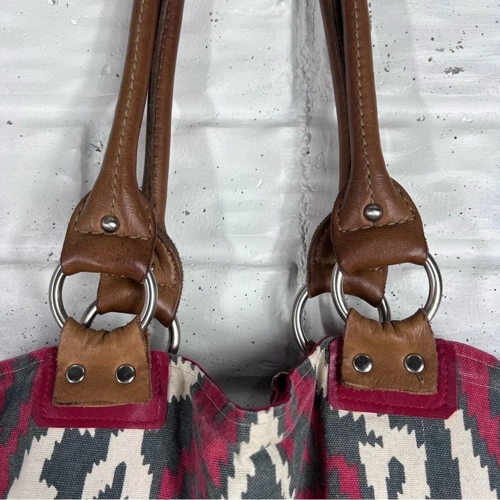 Slouchy Hobo tote bag | Leather & Aztec Print